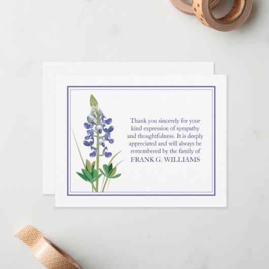 Lavendar Funeral Note Card Flat Bereavement Notes Notitiekaartje (Voorkant / Achterkant in situ)