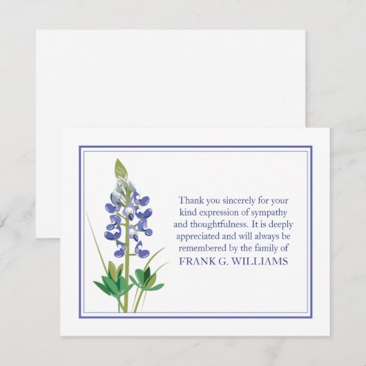 Lavendar Funeral Note Card Flat Bereavement Notes Notitiekaartje (Voorkant / Achterkant)