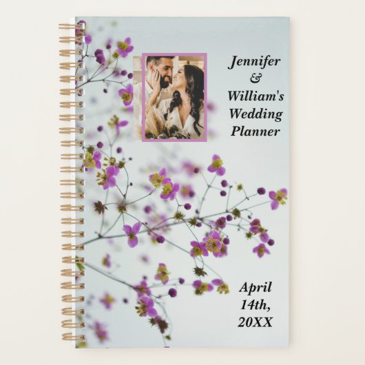 Lavendar Gekleurde Bloemen Huwelijk 1-afbeelding Planner (Voorkant)