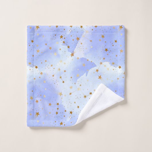 Lavendar gouden ster patroon bad handdoek (Wasdoekje)