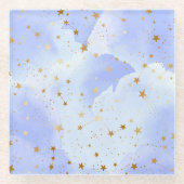 Lavendar gouden ster patroon glazen onderzetter (Voorkant)