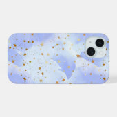 Lavendar gouden ster patroon iPhone 15 case (Achterkant horizontaal)