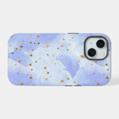 Lavendar gouden ster patroon iPhone 15 case (Achterkant horizontaal)