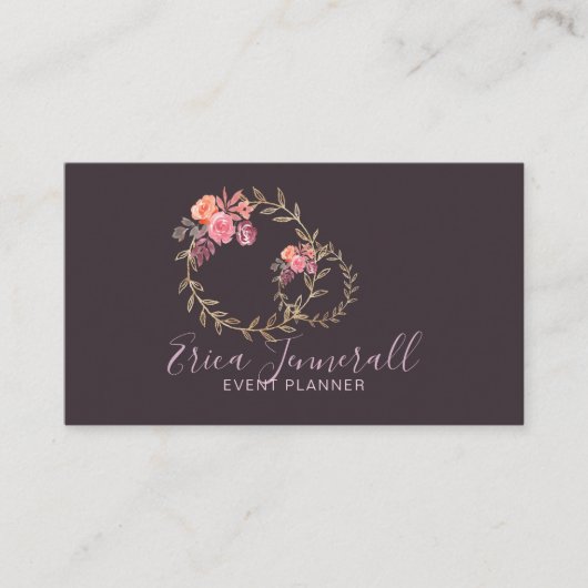 Lavendar Grey Bloemen Krans Bloemen Event Planner Visitekaartje (Voorkant)