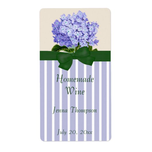 Lavendar Hydrangea Zelfgemaakt Wijnlabel Etiket (Voorkant)