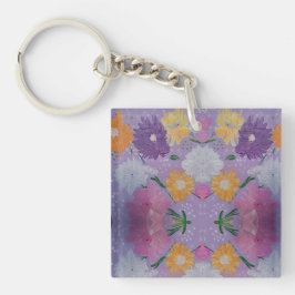 Lavendar Lovie Bloemen Acryl Sleutelhanger