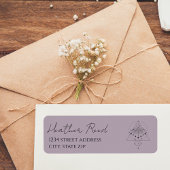 Lavendar Moth Moon Phase Return-adreslabel Etiket