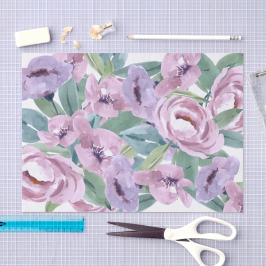 Lavendar Paarse Waterverf Rozen Flowers Decoupage Tissuepapier (Craft)
