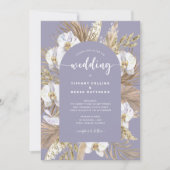 Lavendar Pampas Grass Arch Wedding Invitation Kaart (Voorkant)
