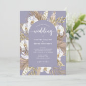Lavendar Pampas Grass Arch Wedding Invitation Kaart (Staand voorkant)