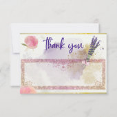 Lavendar, Roze, Paarse, Gouden, Glitterie Blank Ka Bedankkaart (Voorkant)