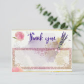 Lavendar, Roze, Paarse, Gouden, Glitterie Blank Ka Bedankkaart (Staand voorkant)
