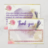 Lavendar, Roze, Paarse, Gouden, Glitterie Blank Ka Bedankkaart (Voorkant / Achterkant)