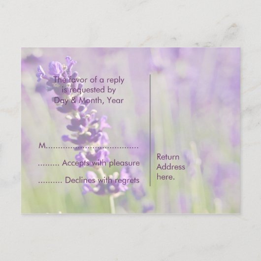 Lavendar · RSVP-Briefkaart Uitnodiging Briefkaart (Achterkant)