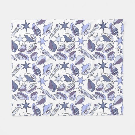 Lavendar Seashells Fleece Deken (Voorkant (Horizontaal))