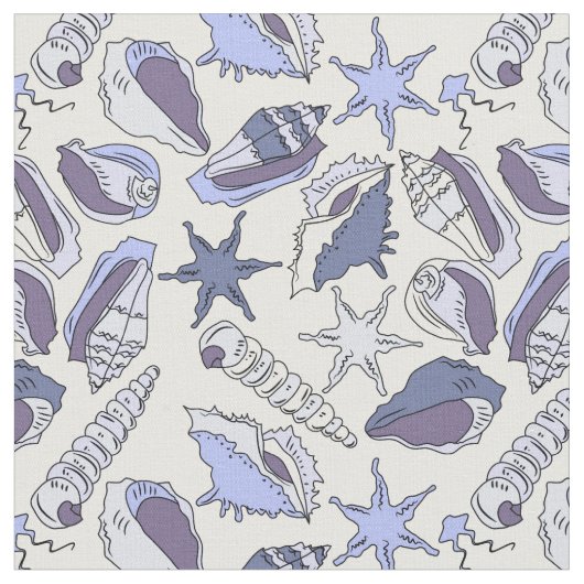 Lavendar Seashells Stof (Close Up)