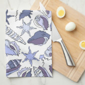 Lavendar Seashells Theedoek (Quarter Fold)