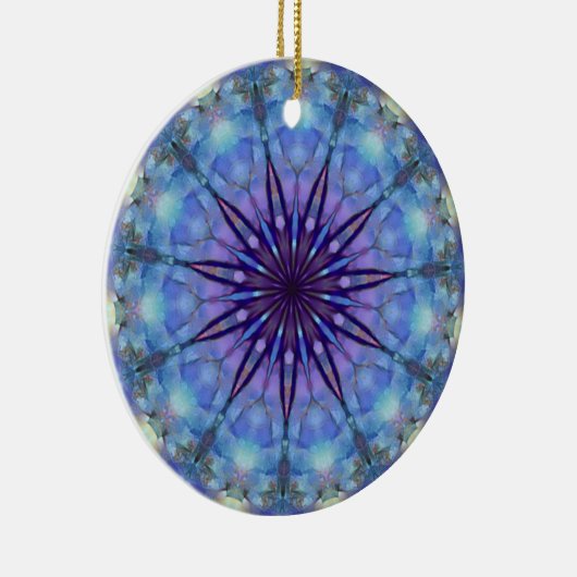 Lavendar Starburst Mandala Round Ornament (Rechts)