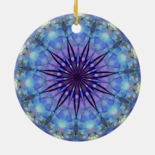 Lavendar Starburst Mandala Round Ornament (Achterkant)