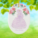 Lavendar Trail Maid Waterverf Keramisch Ornament<br><div class="desc">Ontwerp gebaseerd op een origineel waterverf schilderij van de winkeleigenaar. Trail maids zijn de ambassadeurs voor de stad Mobile, Al. Dit ontwerp is gemaakt van mijn waterverf schilderijen. Geaccentueerd met waterverf bloemen en gebladerte om de prachtige, iconische stad ambassadeurs lijst. De lavendeljurk, parasol en ruffled pet zijn onmiskenbaar. Pas het...</div>
