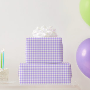 Lavendar White Gingham Birthday Shower Weddenschap Cadeaupapier