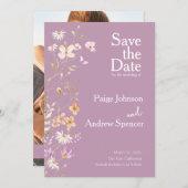 Lavendar Wildflowers Wedding Save the Date Kaart (Voorkant / Achterkant)