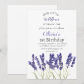 Lavendel 1e Verjaardags Meisje Paarse Bloemen Kaart (Voorkant / Achterkant)