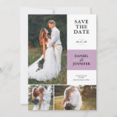Lavendel 3-foto galerij bruiloft Opslaan van de da Save The Date (Voorkant)
