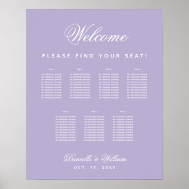 Lavendel 7 Tafels Paarse Huwelijks zitplaatskaart Poster
