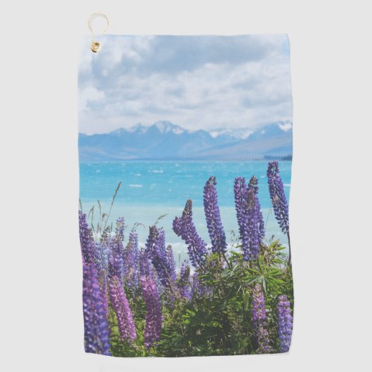 Lavendel aan de oever van het meer golfhanddoek (Voorkant)