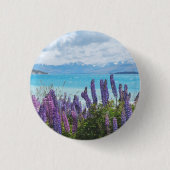 lavendel aan de oever van het meer ronde button 3,2 cm (Voorkant)