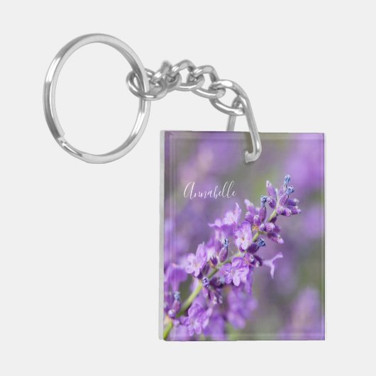 Lavendel aangepaste naam sleutelhanger (Voorkant Links)