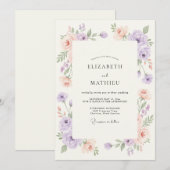 Lavendel Abrikoos Wilde Bloemen Bruiloft Kaart (Voorkant / Achterkant)