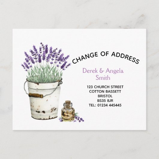 Lavendel Adreswijziging, nieuw adres Aankondigingskaart (Voorkant)