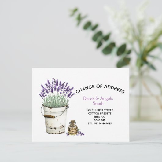 Lavendel Adreswijziging, nieuw adres Aankondigingskaart (Staand voorkant)
