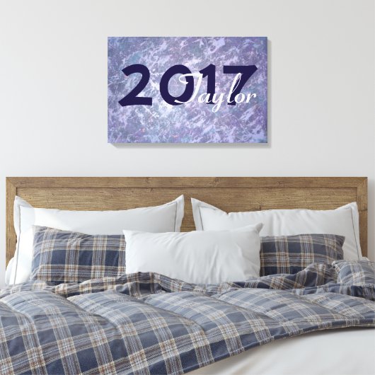 Lavendel Afstuderen | Chique Paarse Lila Splatter Canvas Afdruk (Insitu (Slaapkamer))