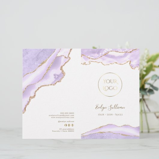 Lavendel agaat service menu brochure (Staand voorkant)