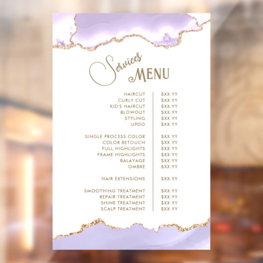 Lavendel Agate Diensten Menu Raamsticker (Vel 2)