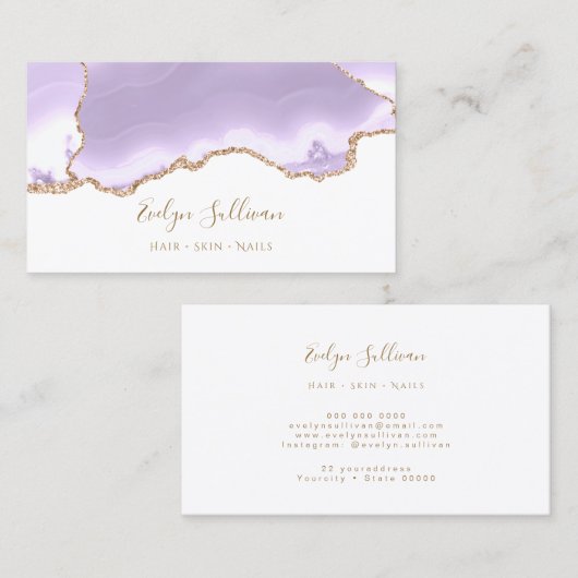 lavendel agate visitekaartje (Voorkant / Achterkant)