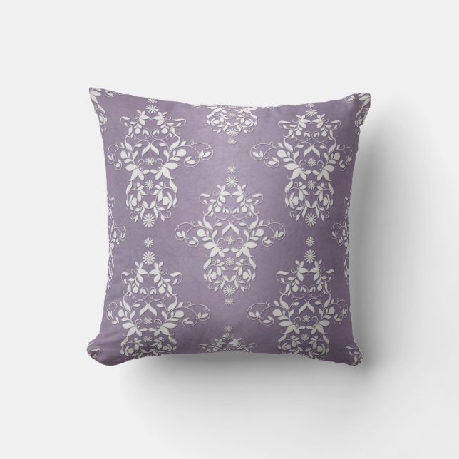 Lavendel Amethyst Bloemendamasker Kussen (Voorkant)