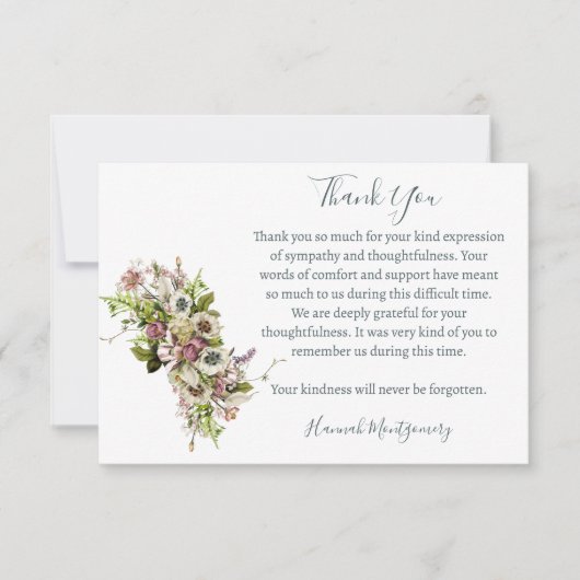 Lavendel Anemone Uitvaart Foto Dank je kaart Notitiekaartje (Voorkant)