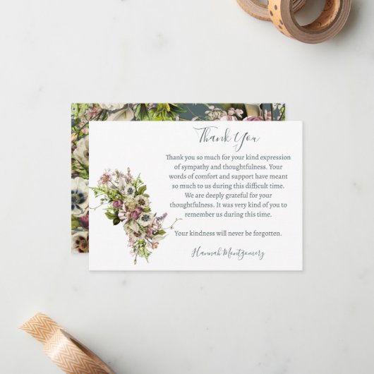 Lavendel Anemone Uitvaart Foto Dank je kaart Notitiekaartje (Voorkant / Achterkant in situ)