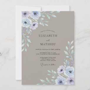 Lavendel Anemoon Taupe Bruiloft Kaart