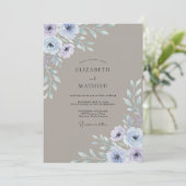 Lavendel Anemoon Taupe Bruiloft Kaart (Staand voorkant)