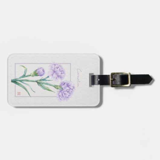 Lavendel Anjer Botanische Aquarel Aangepaste Naam Bagagelabel (Voorkant horizontaal)