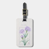 Lavendel Anjer Botanische Aquarel Aangepaste Naam Bagagelabel (Voorkant verticaal)