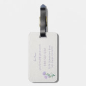 Lavendel Anjer Botanische Aquarel Aangepaste Naam Bagagelabel (Achterkant verticaal)