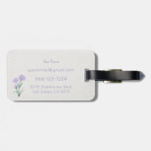 Lavendel Anjer Botanische Aquarel Aangepaste Naam Bagagelabel (Achterkant horizontaal)