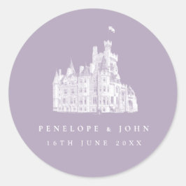 Lavendel Antieke Kasteel Bestemming Trouwen Ronde Sticker