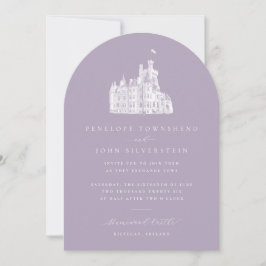 Lavendel Antieke Kasteel Boog Bruiloft Kaart